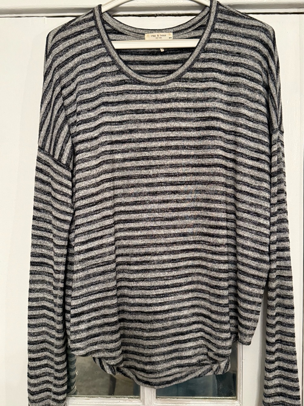 Long tee black and grey stripe shirts.